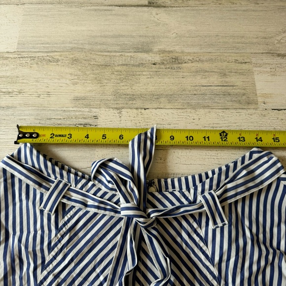 NWOT Madewell Poplin Flared Midi Skirt in Stripe Cotton Navy White Sz 6 NO935 - Picture 11 of 13